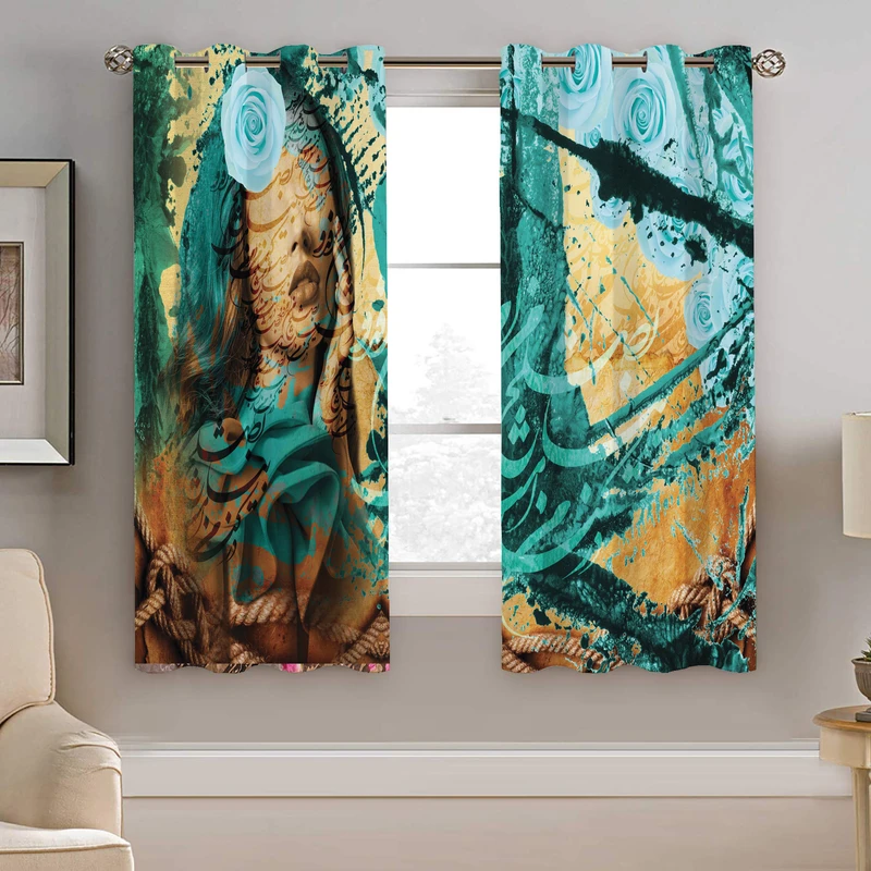 پرده نیروانا طرح چهره فانتیزی مدل مخمل کد 5167 سایز 140×200 سانتی متر