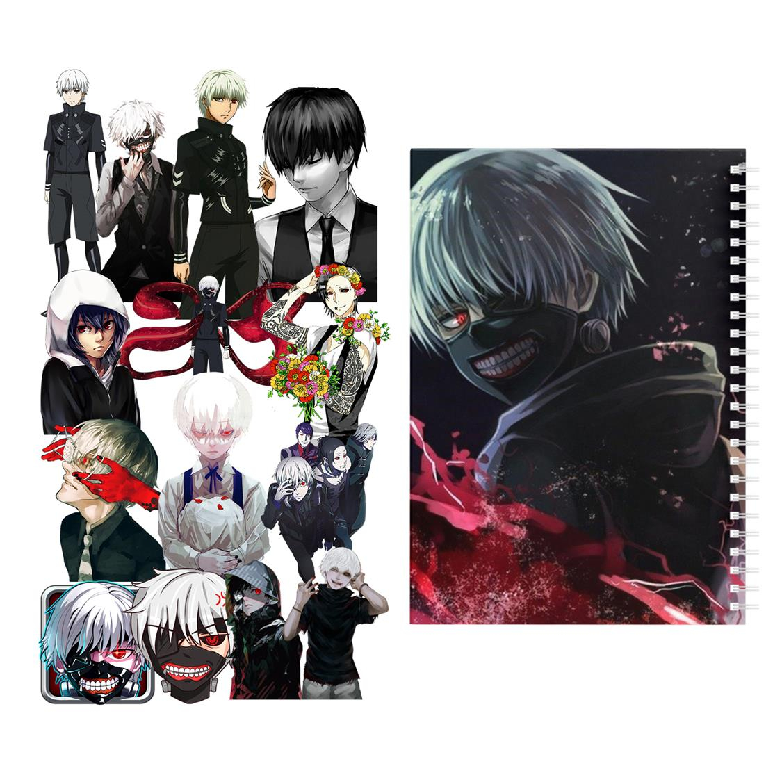 دفتر مشق باژیکان طرح انیمه توکیو غول Tokyo Ghoul کد 20211488 به همراه استیکر لپ تاپ مجموعه 14 عددی