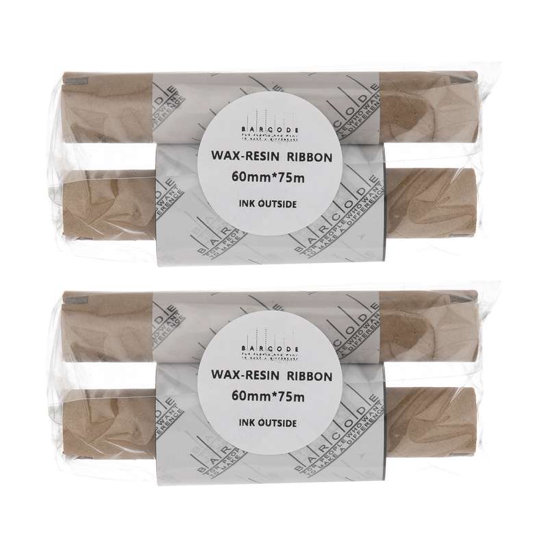 ریبون پرینتر لیبل زن بارکد مدل Wax-Resin 60 mm x 75 m بسته 2 عددی