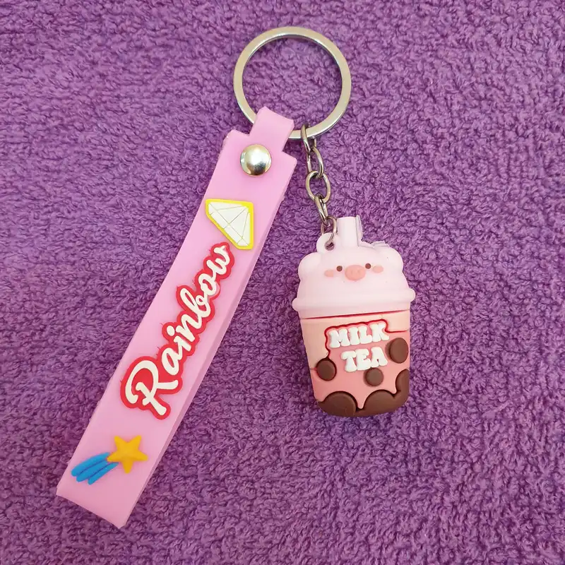 جاکلیدی مدل سیلیکونی طرح لیوان چای شیری و سر خوک کد DB20