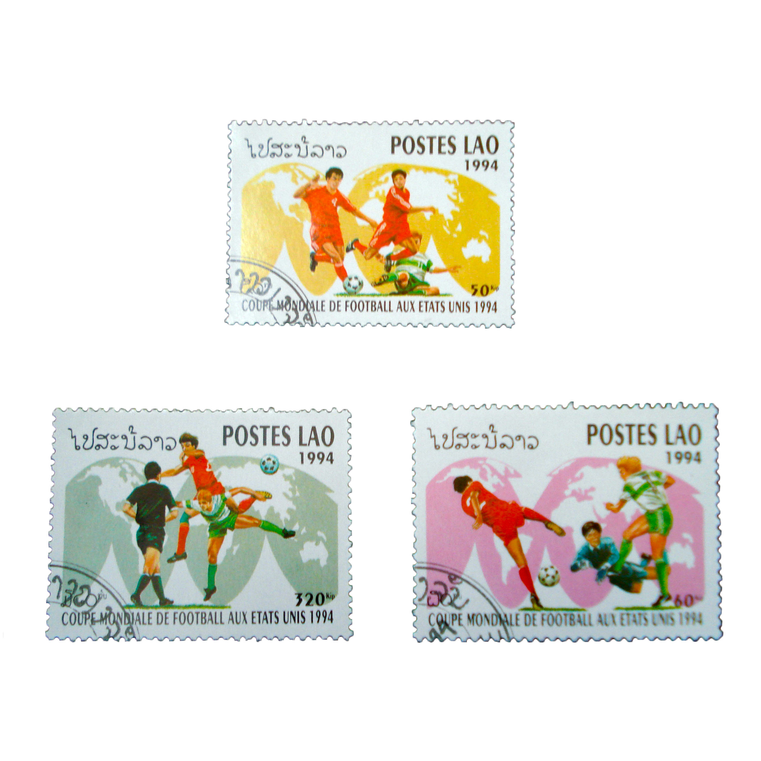 تمبر یادگاری طرح ورزشی مدل فوتبال کد var-908 مجموعه 3 عددی