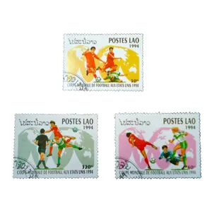 تمبر یادگاری طرح ورزشی مدل فوتبال کد var-908 مجموعه 3 عددی