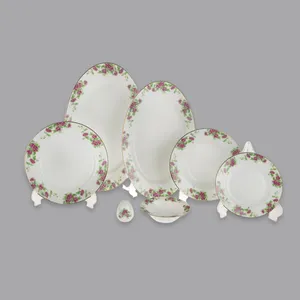 سرویس غذاخوری 28 پارچه 6 نفر چینی زرین ایران مدل ایتالیا اف بیدگل درجه عالی