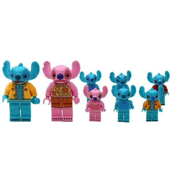 اکشن فیگور مدل استیچ همراه با مکعب‌های مگنتی ارتفاع 4 سانتی متر مجموعه 8 عددی