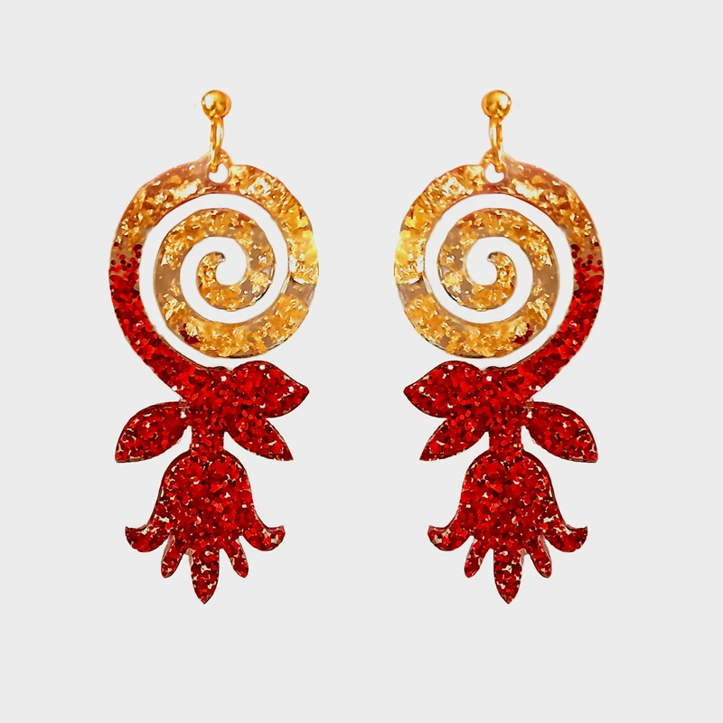 گوشواره آویز زنانه مدل گل انار رزینی