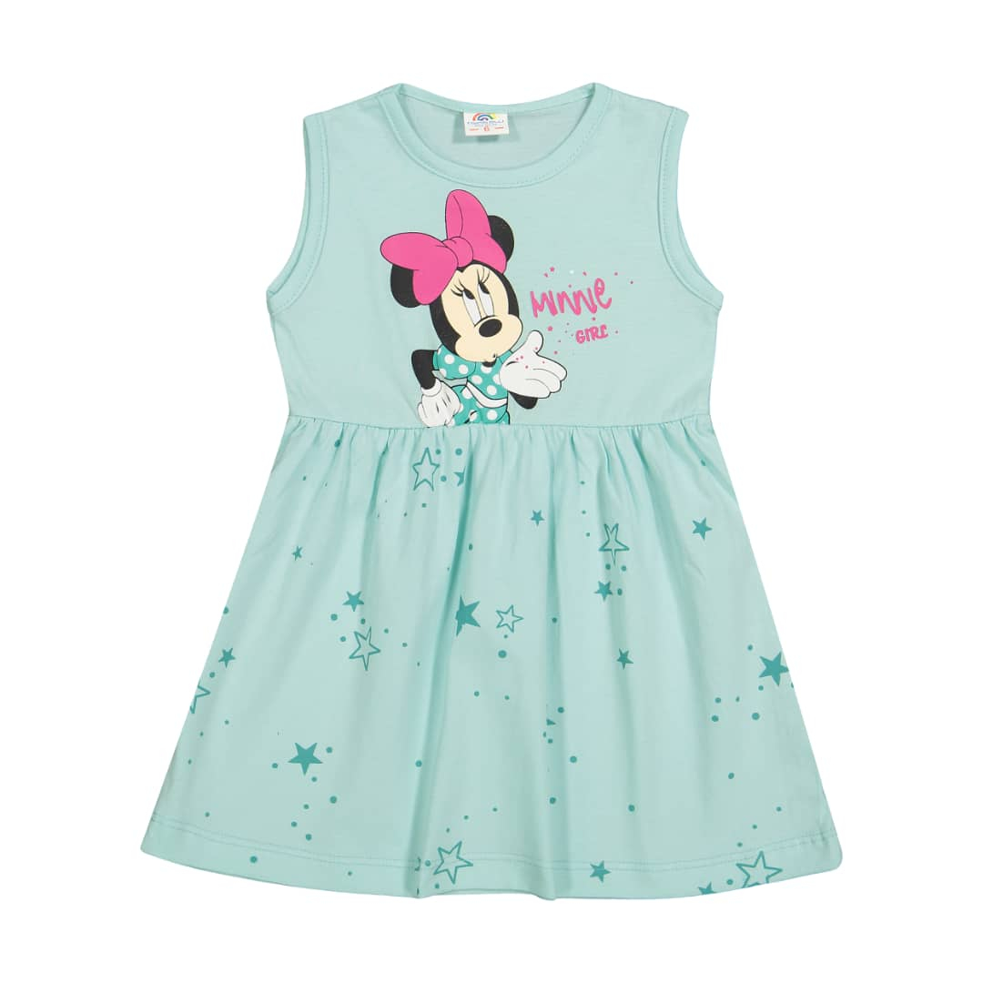 پیراهن دخترانه مدل میکی موس رنگ آبی