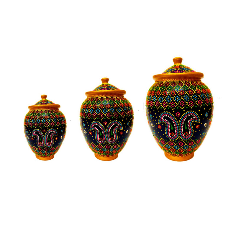 بانکه سفالی مدل نقطه کوب کد 91 مجموعه 3 عددی