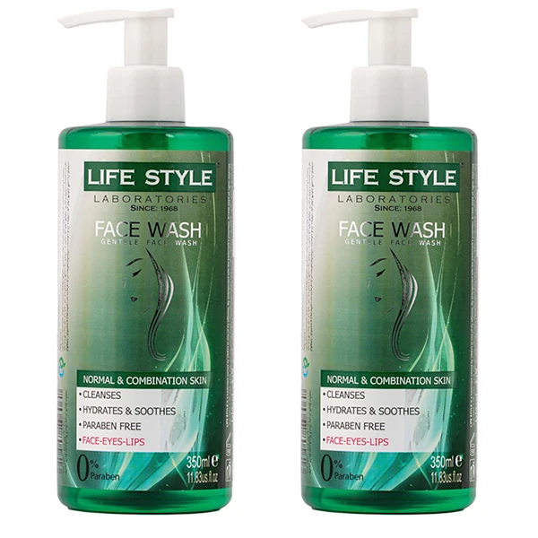 ژل شستشو صورت لایف استایل مدل گل سرخ حجم 350 میلی لیتر مجموعه دو عددی