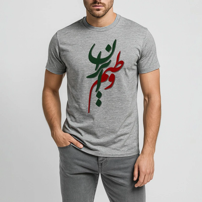 تی‌شرت آستین کوتاه مردانه مدل وطن کد V376 رنگ طوسی