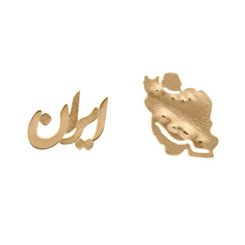 گوشواره میخی طلا 18 عیار زنانه تاج مدل ایران
