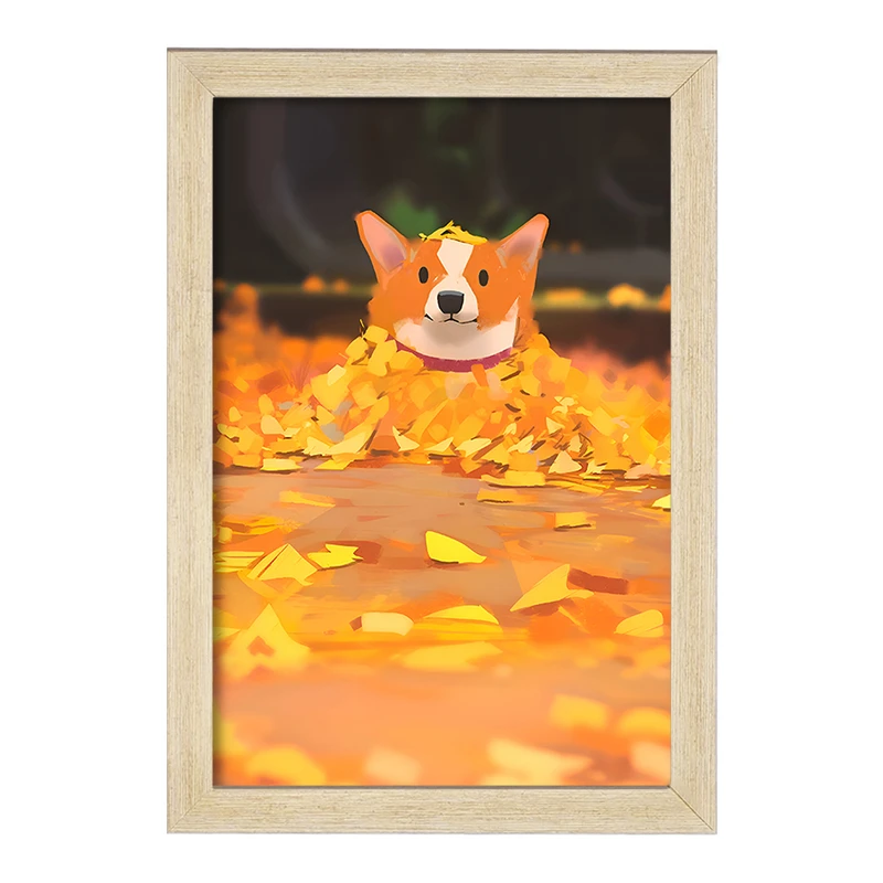 تابلو خندالو مدل سگ و پاییز کد F10617