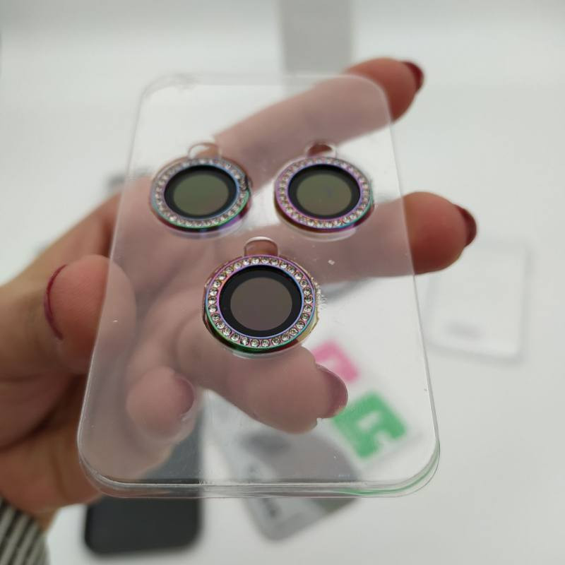محافط لنز دوربین کمرا فیلم مدل نگین دار مناسب برای گوشی موبایل اپل iphone 13 pro / promax