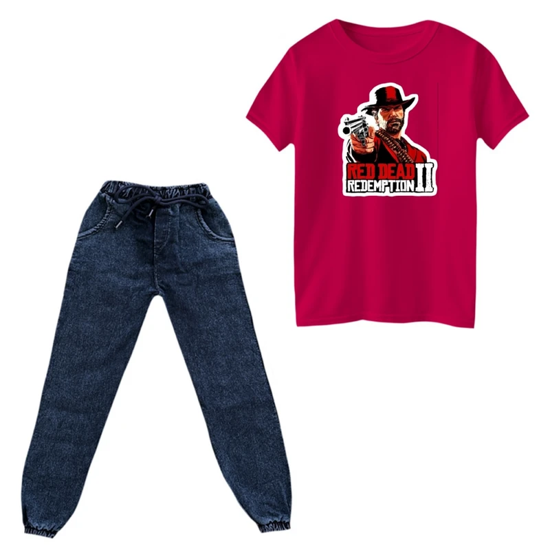 ست تی‌شرت و شلوار پسرانه مدل red dead 2