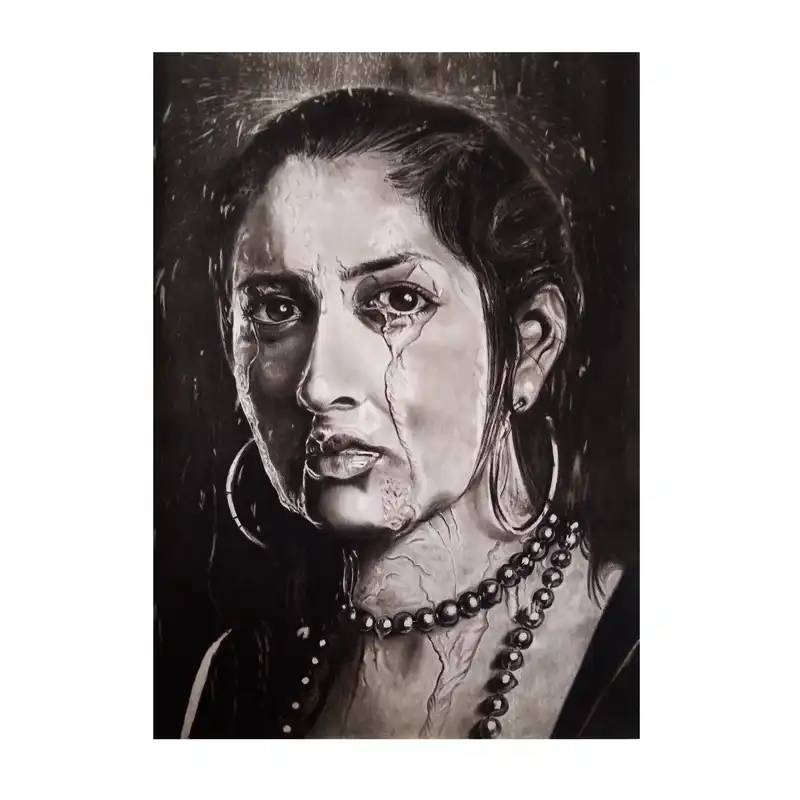 نقاشی سیاه قلم طرح باران مدل 1018