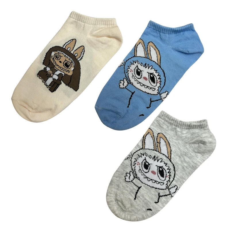 جوراب بدون ساق دخترانه تن پوش هنگامه مدل مچی لبوبو مجموعه 3 عددی