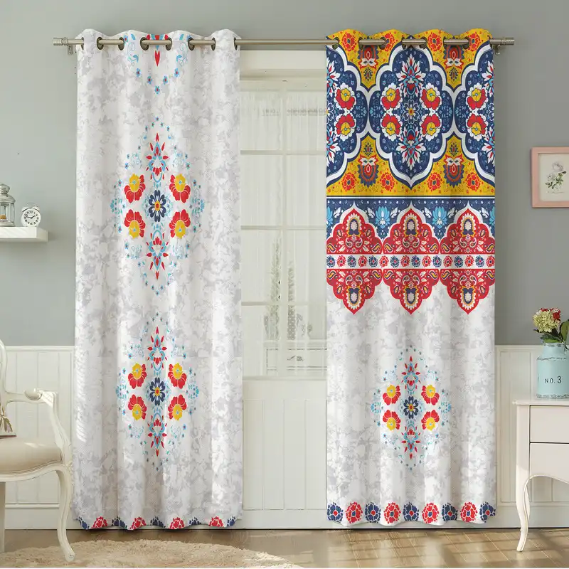 پرده نیروانا طرح سنتی مدل مخمل کد 4733 سایز 140×280 سانتی متر