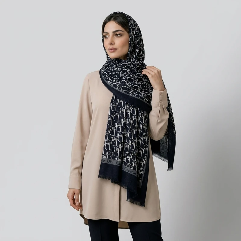 شال نخ زنانه کد 5200 با طول و عرض 67x185 سانتی‌متر