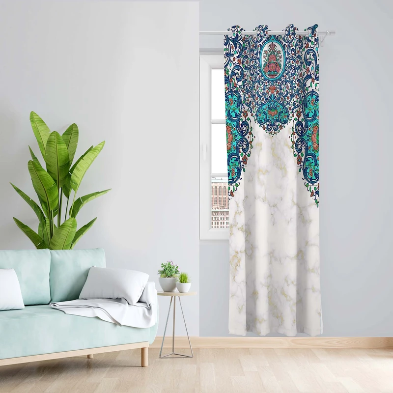 پرده طرح سنتی مدل مخمل پانچی کد 5073 z سایز 140x200 سانتی متر