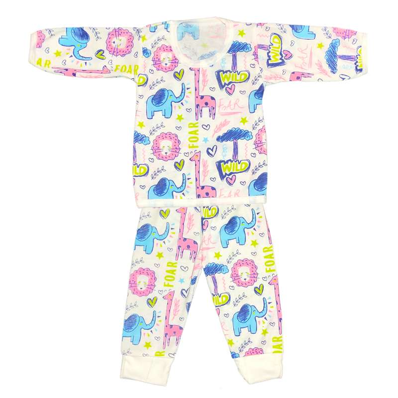 ست تی شرت آستین بلند و شلوار نوزادی مدل انیمال کد 029