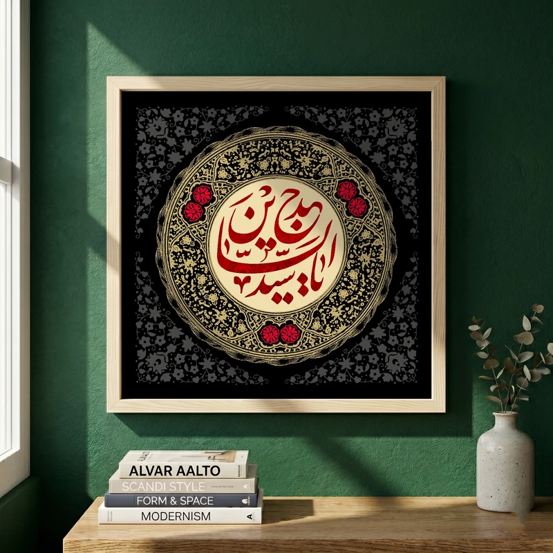 تابلو طرح یا سید الساجدین مدل G15651 فریم کرم روشن