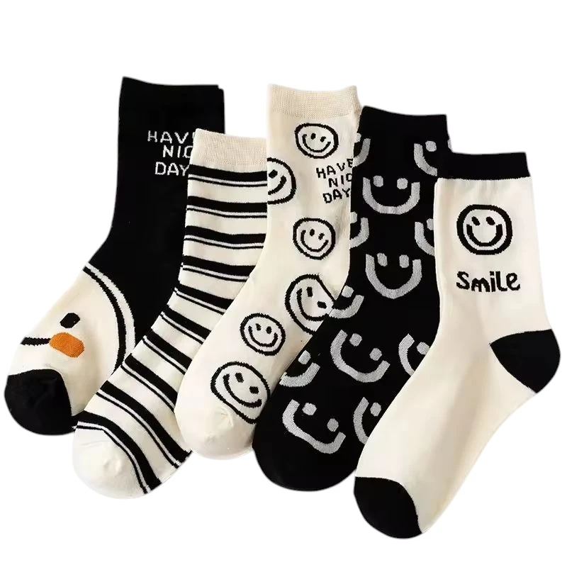 جوراب ساق بلند زنانه مدل Smile  بسته 5 عددی