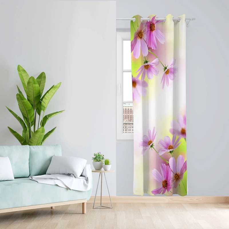 پرده طرح گل مدل مخمل پانچی کد 5158L z سایز 140x200 سانتی متر