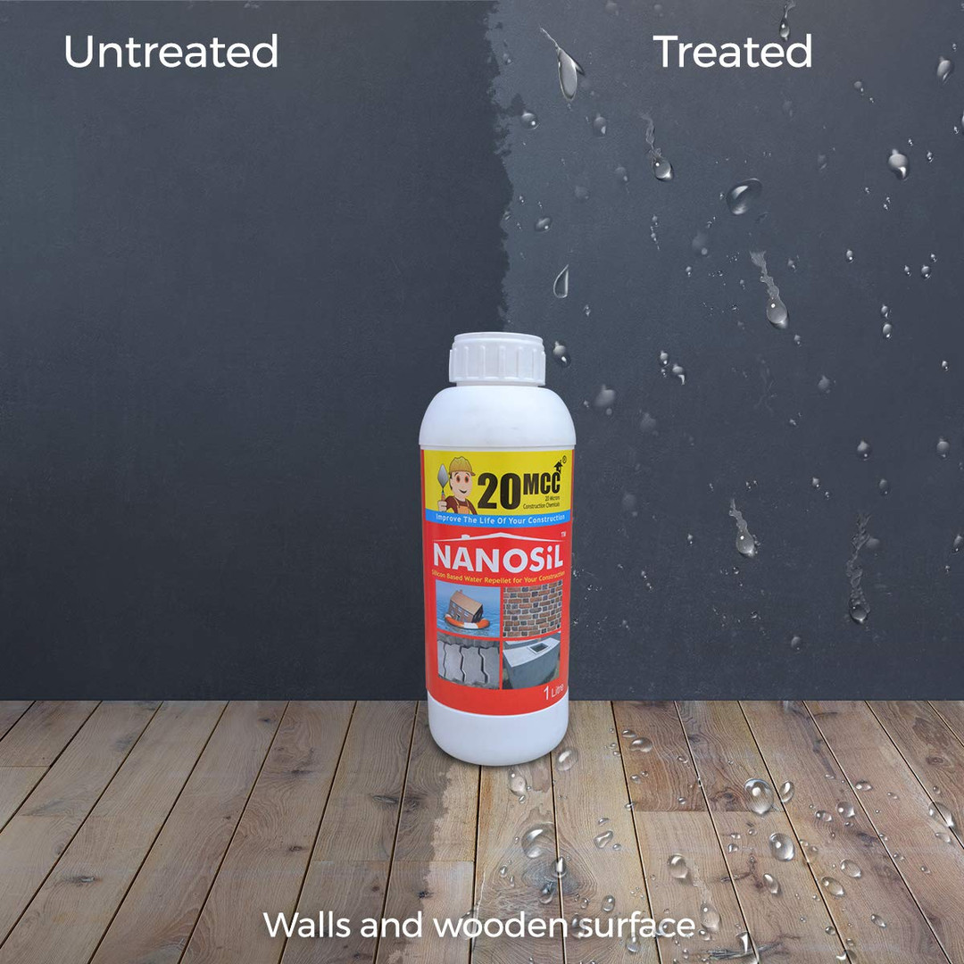محلول نانو آبگریز و ضد آب کننده سطوح ساختمانی 20 میکرو مدل nanosilicon حجم 1 لیتر