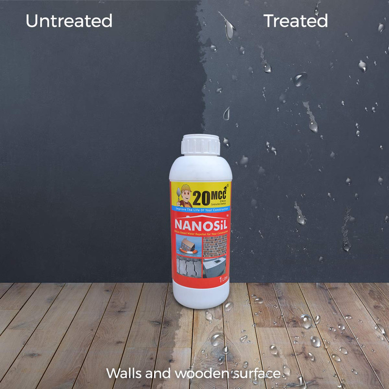 محلول نانو آبگریز و ضد آب کننده سطوح ساختمانی 20 میکرو مدل nanosilicon حجم 1 لیتر بسته سه عددی