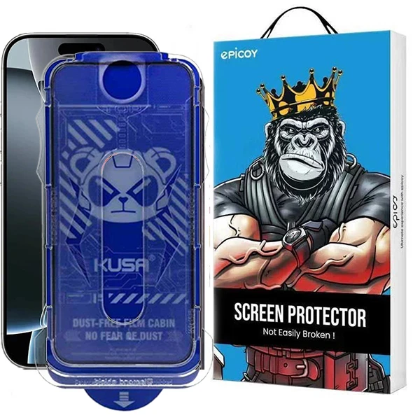 محافظ صفحه نمایش حریم شخصی اپیکوی مدل Kusa Easy install Kit مناسب برای گوشی موبایل اپل iPhone 17 Pro/ 17 / 16 Pro به همراه کیت نصب 