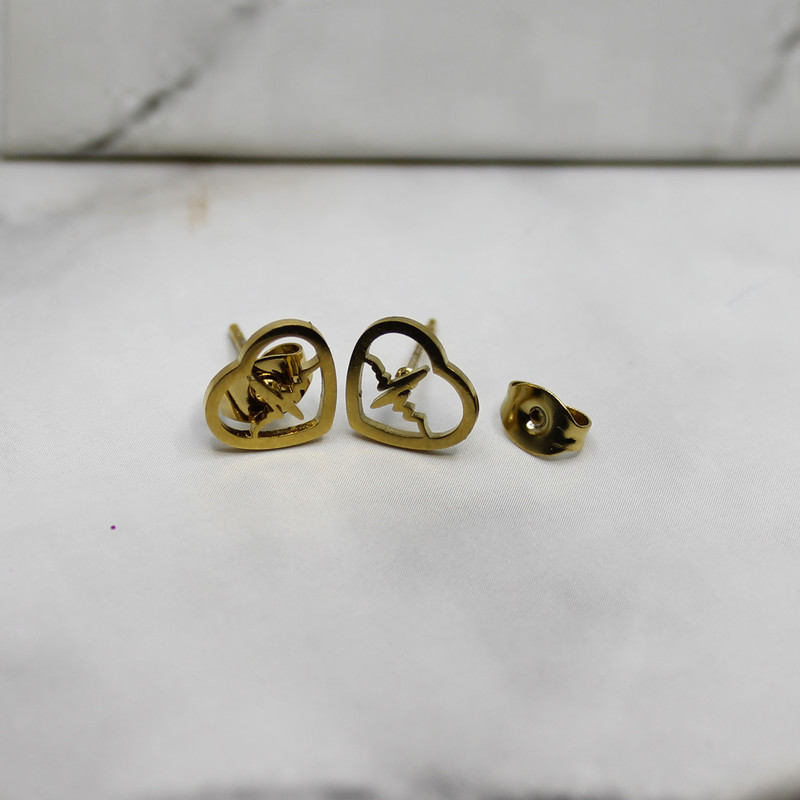 گوشواره زنانه طرح قلب و پروانه کد RKH_1519 مجموعه 2 عددی