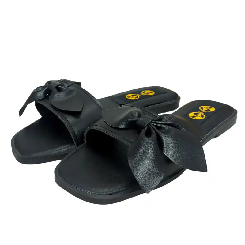 صندل زنانه سیی مدل پاپیونی گل کد 1899.2