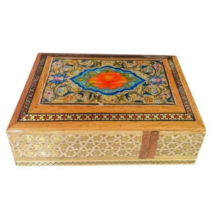  جعبه جواهرات خاتم كاري طرح تذهيب كد B224