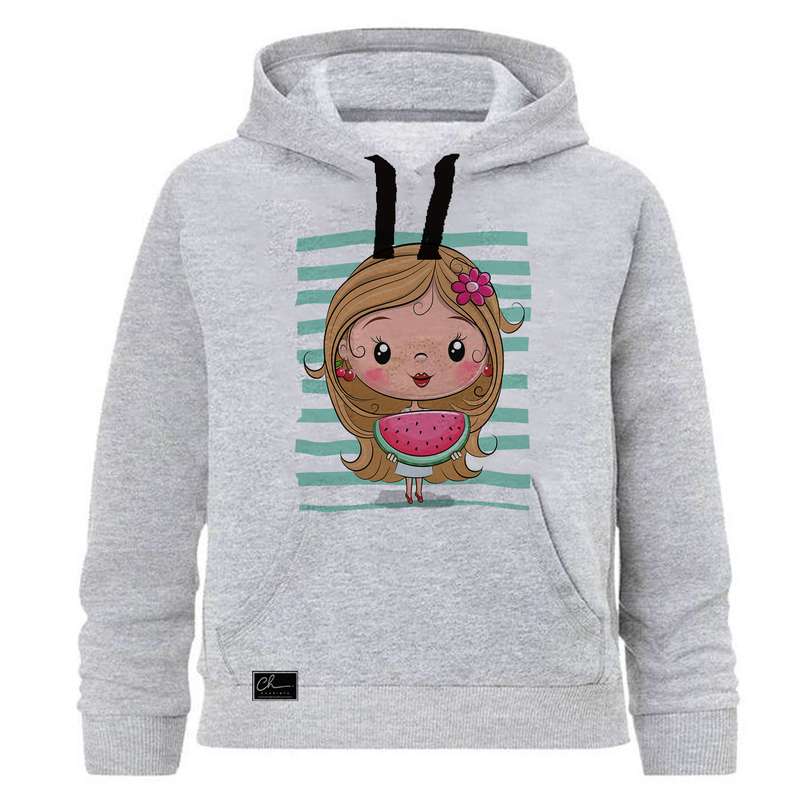 هودی دخترانه مدل یلدا کد J72 رنگ طوسی