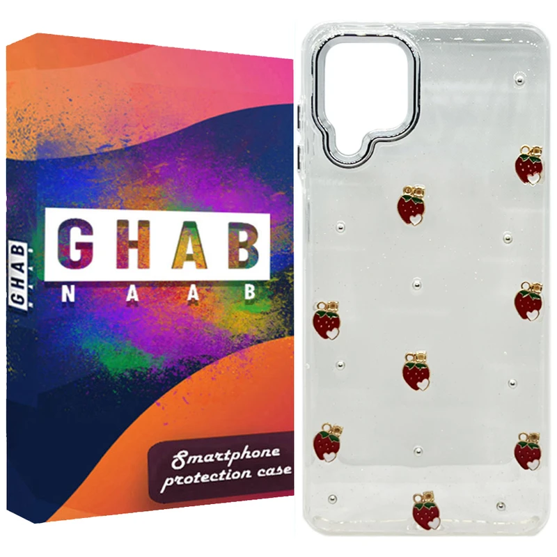 کاور قاب ناب مدل resin طرح توت فرنگی مناسب برای گوشی موبایل سامسونگ Galaxy A12