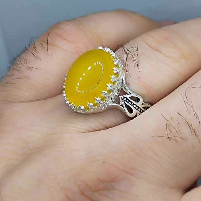 انگشتر نقره مردانه مدل سنگ شرف الشمس رکاب اسپرت صفوی کد 1000 - - 3