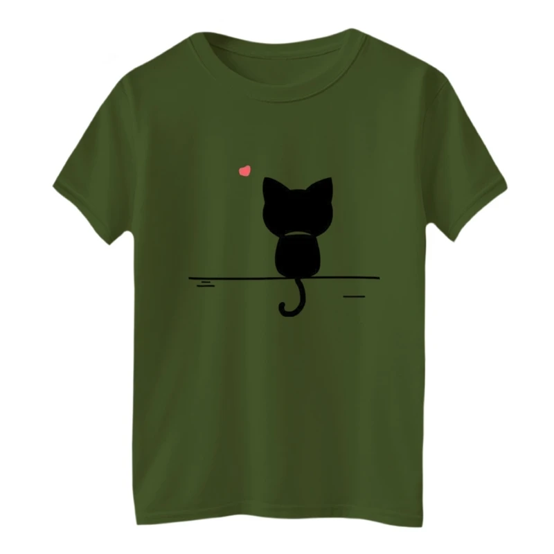 تی‌شرت لانگ آستین کوتاه بچگانه مدل گربه سیاه