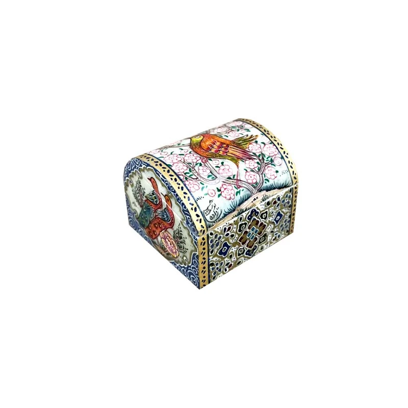 جعبه جواهرات استخوانی طرح گل و مرغ کد 01