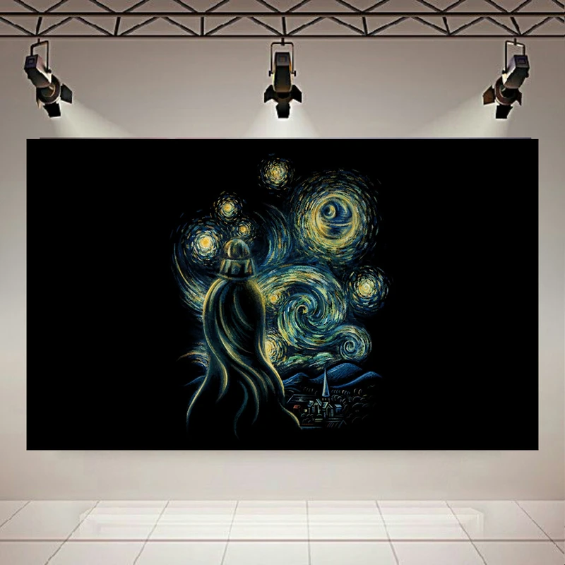 پوستر طرح نقاشی شب پرستاره ونگوگ و جنگ ستارگان مدل دارث ویدر کد AR32106