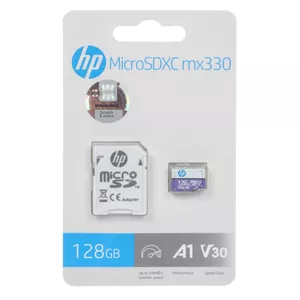 کارت حافظه MicroSD اچ پی مدل mx330 کلاس 10 استاندارد UHS-I U3 سرعت 100MBps ظرفیت 128 گیگابایت به همراه آداپتور SD