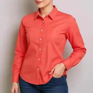 شومیز آستین بلند یقه برگردان زنانه مدل 2882