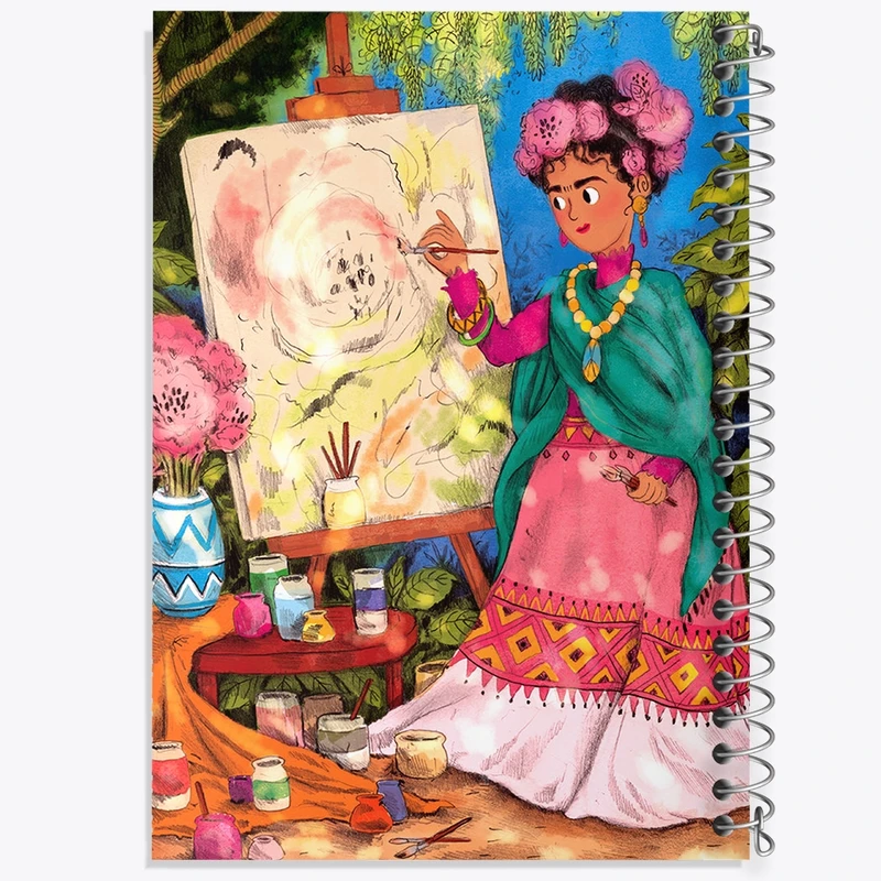 دفتر ژورنال نویسی 50 برگ خندالو مدل نقطه ای طرح فریدا کالو (Frida Kahlo) کد F2828