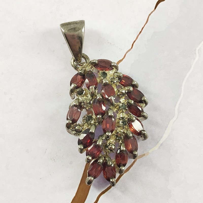 آویز گردنبند نقره زنانه سلین کالا مدل یاقوت سرخ کد 04