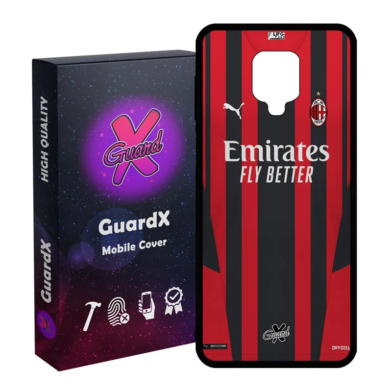 کاور گارد ایکس طرح AC Milan مدل Glass10399 مناسب برای گوشی موبایل شیائومی Redmi Note 9S / Note 9 Pro / Note 9 Pro Max