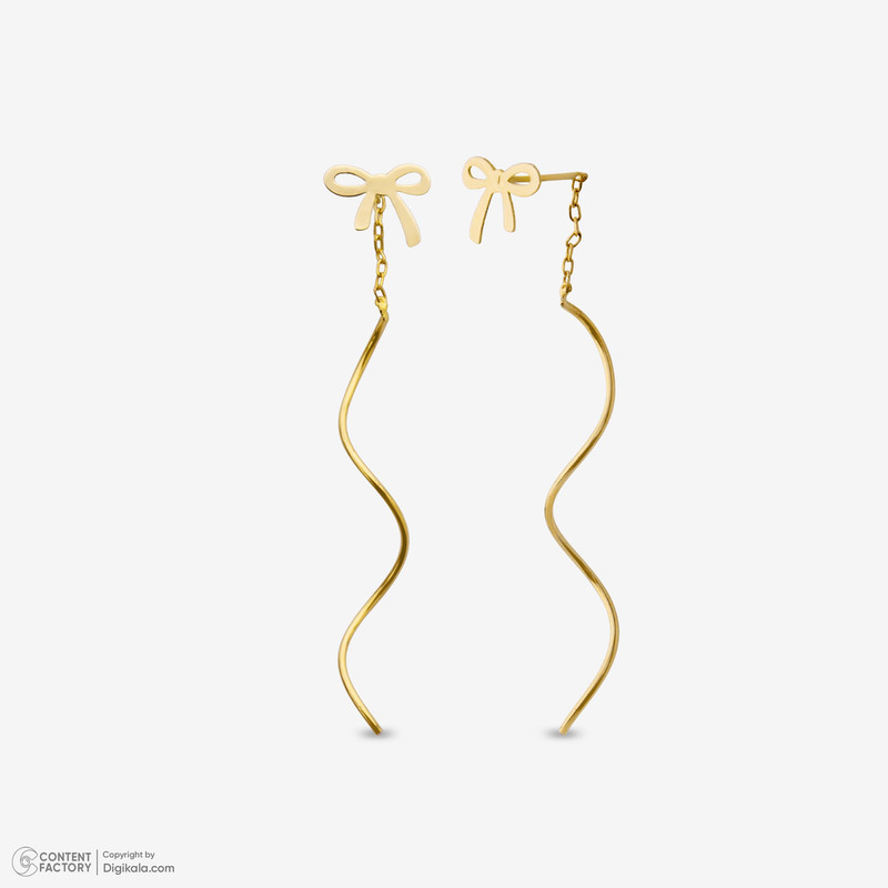 گوشواره بخیه‌ای طلا 18 عیار زنانه مطیع ها مدل 597 پاپیون کرلی