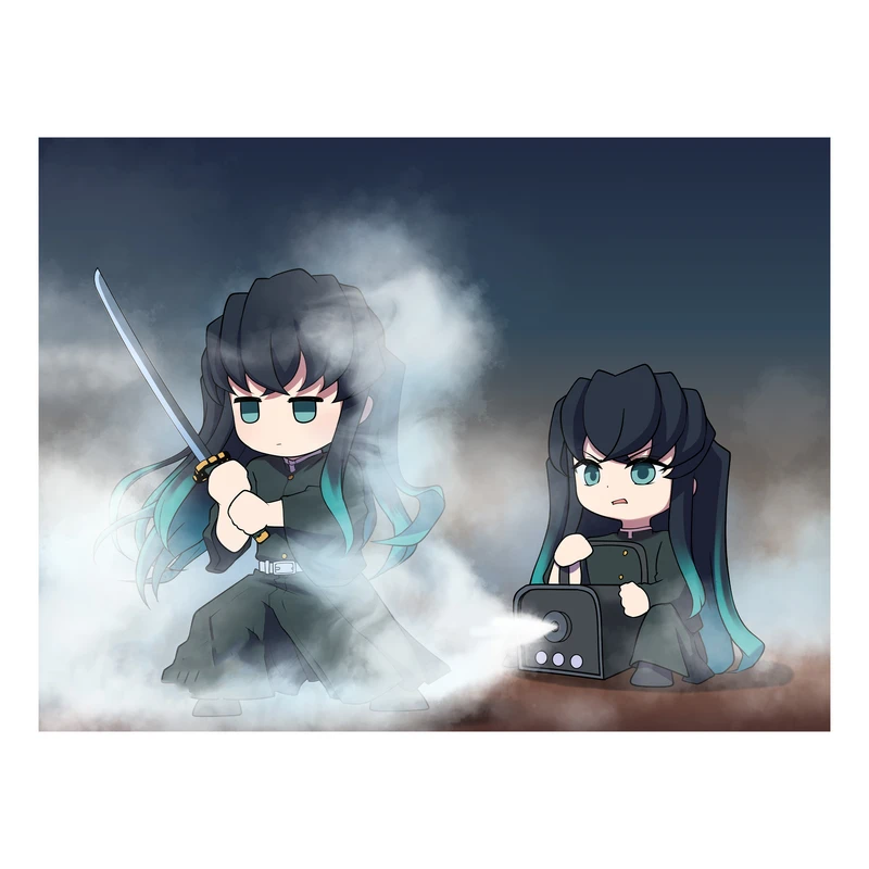 استیکر لپ تاپ و موبایل مدل انیمه طرح شیطان کش مویچیرو توکیتو demon slayer Muichiro Tokito کد 396