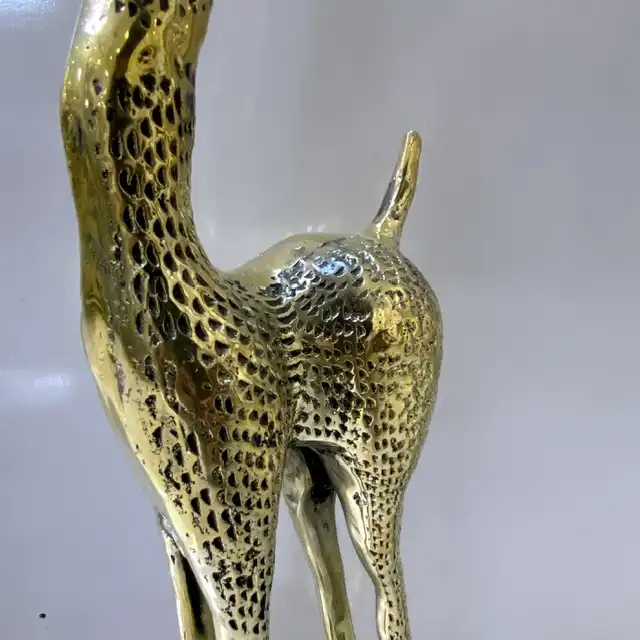 دکوری برنجی مدل غزال مارال سیاه قلم829-6650gبسته 2 عددی