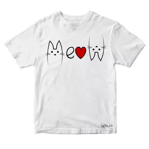تی شرت آستین کوتاه پسرانه مدل گربه کد WK37 رنگ سفید