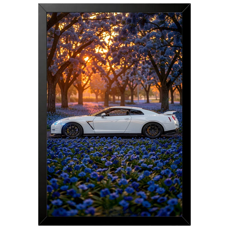 تابلو بکلیت طرح ماشین و خودرو نیسان NISSAN GT-R R35 مدل B-pe130174 فریم مشکی