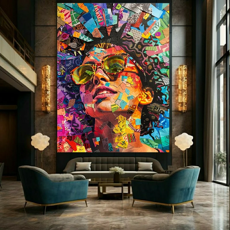 تابلو بوم طرح مخمل نقاشی دختر فانتزی مدل چند تکه کد AR304246