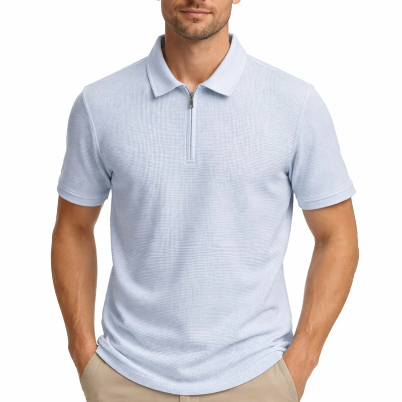 پولوشرت آستین کوتاه مردانه مدل نیم زیپ